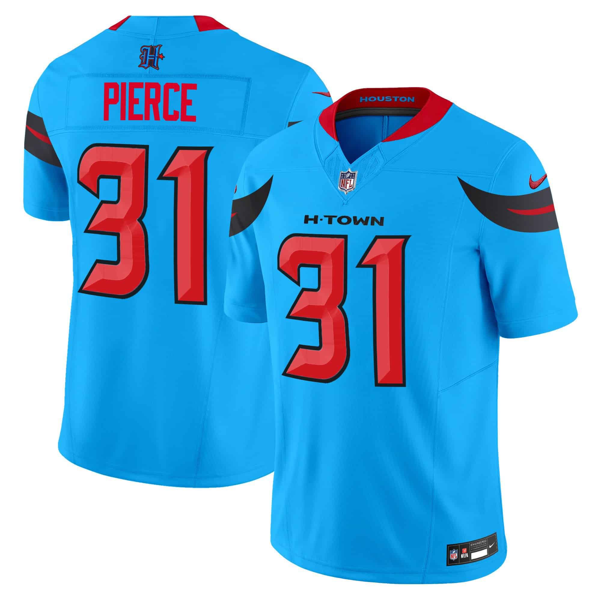 Men Houston Texans 31 Pierce Light Blue 2024 Nike Vapor Limited NFL Jersey